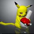 Yellow Pikachu Character With Black Ears Holding Red And White Poké Ball
