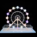 Colorful Ferris Wheel Amusement Park Ride with Illuminated Lights Metal Frame and Safety Fence Base