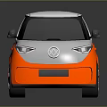 Modern Orange And Silver Minivan With Unique Wheels And Reflective Surface 3d model