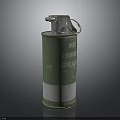 Green Military Smoke Grenade With Metal Pin And Cylindrical Body