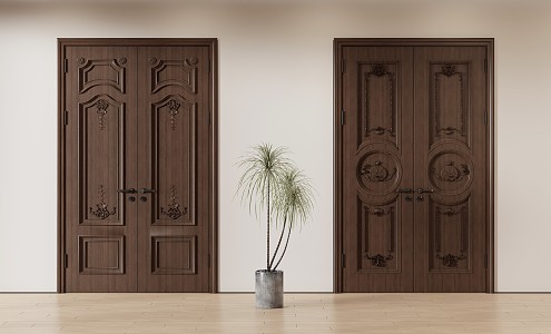 European-style double door 3d model