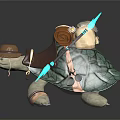 Detailed Adventurer Turtle Character With Backpack Scroll Arrows And Hat 3D Model Design