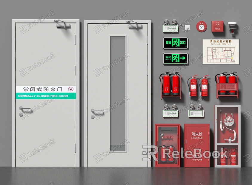 Fire extinguisher fire door smoke alarm model