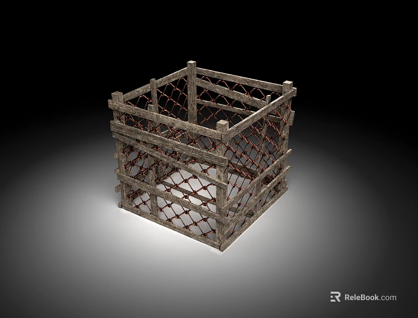 Sturdy Square Metal Crate With Mesh Design For Industrial Storage Use 3d model 