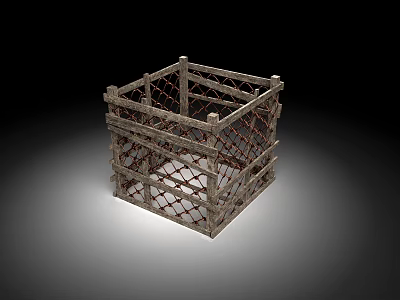 Sturdy Square Metal Crate With Mesh Design For Industrial Storage Use 3d model