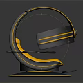 Modern Stylish Chair Design With Black Yellow Color Scheme Streamlined Structure And Circular Base