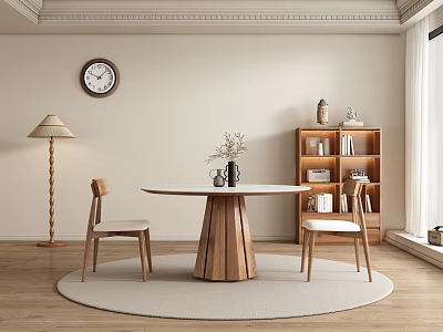 Middle Ancient Quiet Wind Restaurant Dining Tables and Chairs 3d model