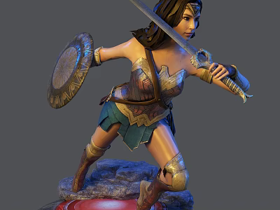 Modern game character Wonder Woman hand-run 3d model