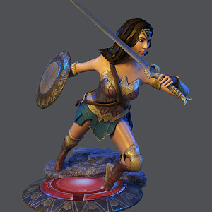 Modern game character Wonder Woman hand-run 3d model