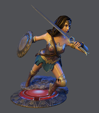 Modern game character Wonder Woman hand-run 3d model