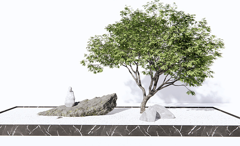 New Chinese style landscape sketch landscape tree stone landscape sketch 3d model