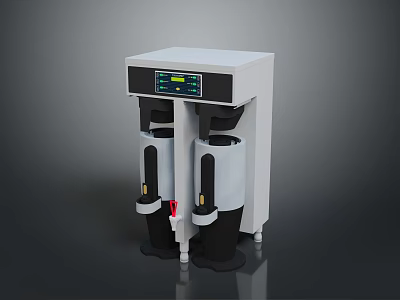 Modern White Vertical Computer Equipment With Digital Display And Dual Black Cylinders 3d model