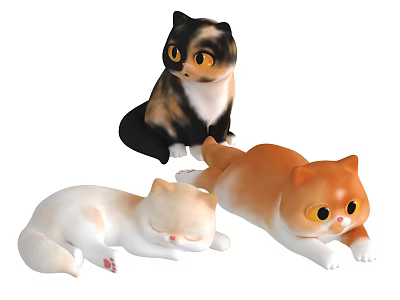 Pet cat cartoon cat kitten lying cat cat ornaments 3d model Pet cat cartoon cat kitten lying cat cat ornaments 3d model
