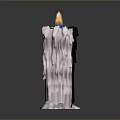 Burning Black And White Candle With Dripping Wax And Blue Yellow Flame