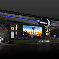 Modern Exhibition Booth Design with Large Screen Game Scenes and Lighting Effects 3d model