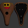 Brown Bicycle Seat With Cartoon Smiley Face Design And Ergonomic Internal Structure 3d model