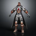 3D Male Armored Sci Fi Character With Long Coat Mechanical Arms And Tech Details