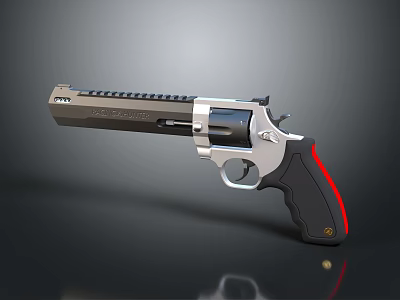 Modern Silver Revolver With Rail Barrel Black Grip And Red Stripe Design 3d model Modern Silver Revolver With Rail Barrel Black Grip And Red Stripe Design 3d model