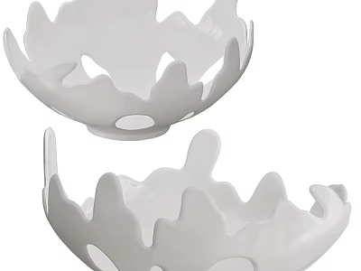 White Ceramic Bowls With Hollow Design Modern Decorative Tableware Set 3d model