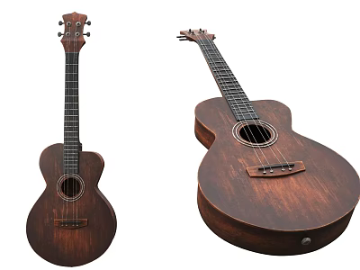 Wooden Musical Instruments Acoustic Guitar Design With Front And Side Views 3d model