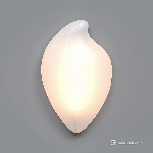 Smooth White Shell Shaped Wall Light Glowing Modern Home Interior Design 3d model 