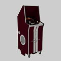 Red White Striped Retro Arcade Cabinets Featuring Speed Fighter GT Logo And Joysticks