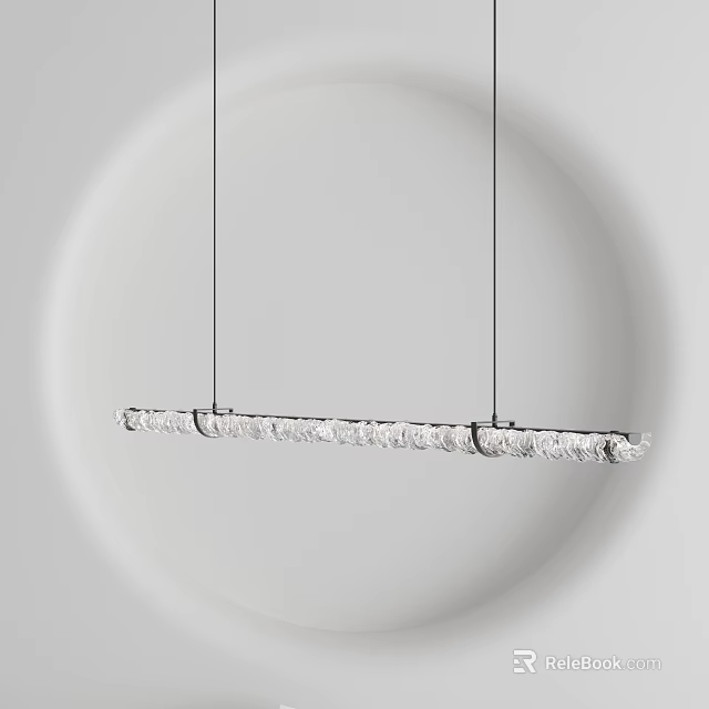 Elegant Modern Linear Crystal Chandelier Hanging With Transparent Glass Elements 3d model 