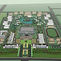 Modern Symmetrical Architectural Building With Arched Windows Central Entrance And Water Pool Plaza