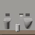 Modern Wall Mounted Toilets With Toilet Paper Holder And Trash Can