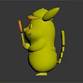 Cute Pikachu Figure Wearing Brown Hat Holding Magnifying Glass With Yellow Body And Tail