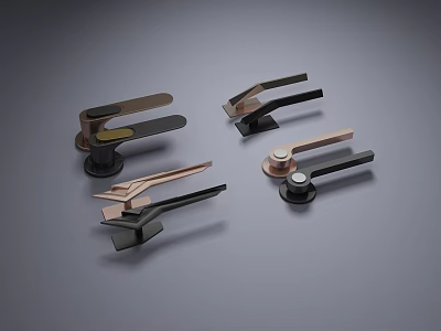 Modern Door Handles Collection With Various Stylish Designs And Metallic Finishes 3d model