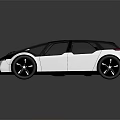 Modern Concept Car with Streamlined Body Black Roof White Exterior Large Windows Black Alloy Wheels