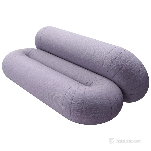 Gray Curved Sectional Sofa With Soft Fabric And Round Comfortable Design 3d model