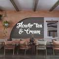 Modern Cozy Café Interior With Comfortable Chairs Wooden Tables And Hanging Lights