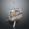 Modular Spacecraft With Stacked Modules And Long Antennas For Cosmic Exploration 3d model