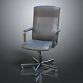 Gray Office Chair with Armrests Metal Base and Wheels Modern Style Design