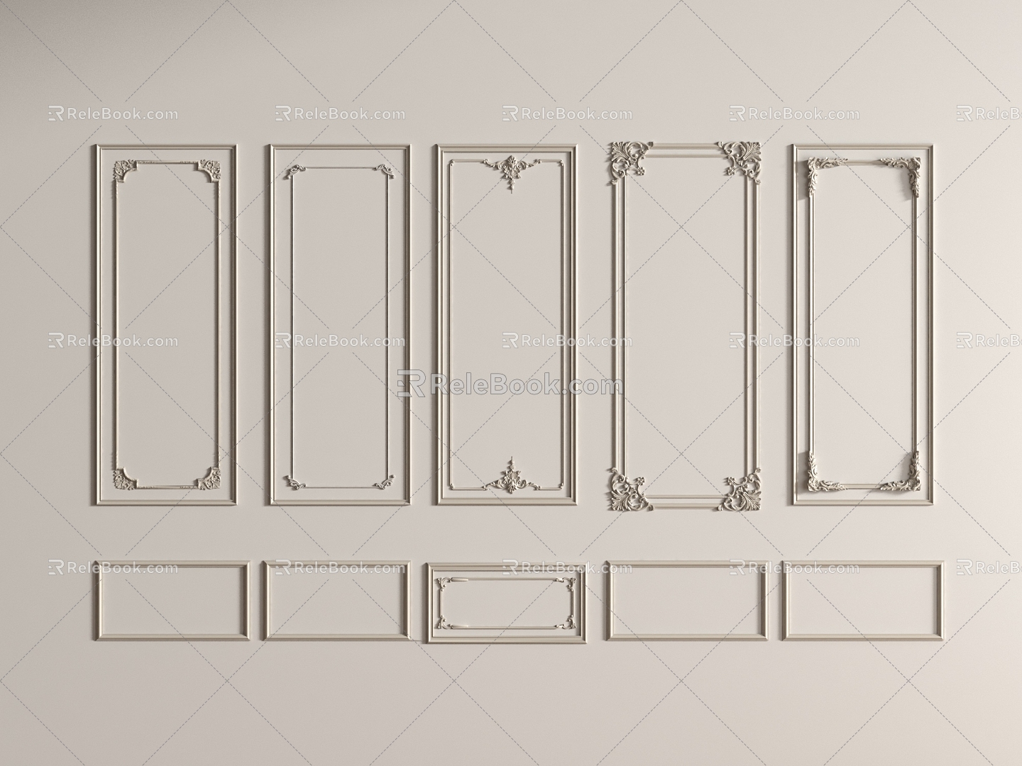 French plaster line plaster components carved 3d model