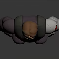 3D Sci Fi Character In Purple Uniform With Mechanical Arm Brown Hair And Sunglasses