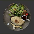 Pan Seared Chicken Breast With Creamy Sauce Fresh Salad Cherry Tomato And Dip