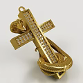 Luxury Gold Cross Jewelry Pendant with Coiled Snake Design and Sparkling Diamonds