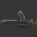 Advanced Futuristic Weapon With Mechanical Structure Long Barrel And Orange Black Components