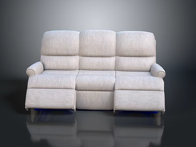 Light Beige Three Seater Sofa With Soft Upholstered Fabric And Modern Living Room Design 3d model