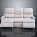 Light Beige Three Seater Sofa With Soft Upholstered Fabric And Modern Living Room Design