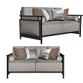 New Chinese-style double sofa chaise longue 3d model
