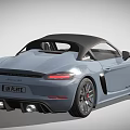 Blue Convertible Sports Car With Black Roof Red Seats And Sporty Design
