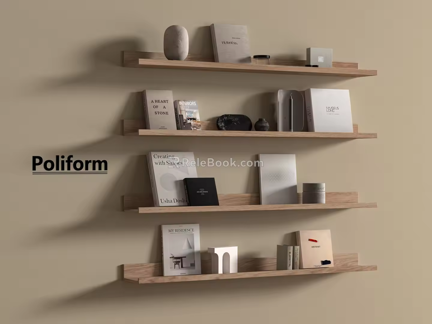 Modern Bookshelf Shelf Wall Hanging Bookshelf Books 3d model