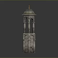 Twin Symmetrical Stone Towers With Domed Tops Golden Finials And Arched Openings