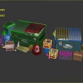 Public Waste Sorting Facility With Color Coded Bins For Recycling And Waste Management 3d model