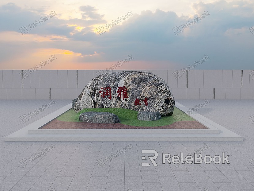 Inscription Stone Carving Stone Landscape Stone Entrance Landscape Stone Garden Stone model