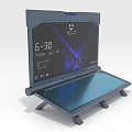Smart Digital Display Electronic Device With Time Date And Purple X Pattern Tray Stand Design